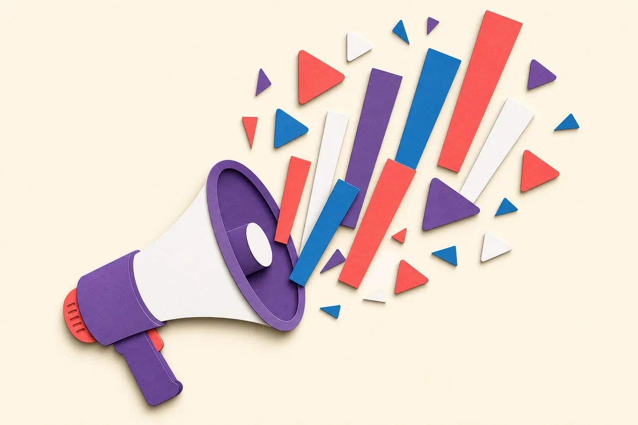 Paper cut megaphone illustrating the BoostMe.com pitch for buying YouTube views